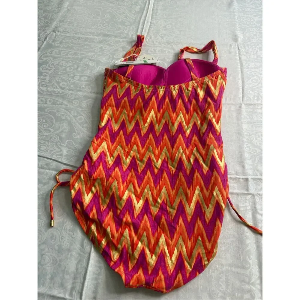NWT Contours By Coco Reef Zig Zag Swimwear One Piece Swimsuit Size 10/34C - Picture 5 of 6
